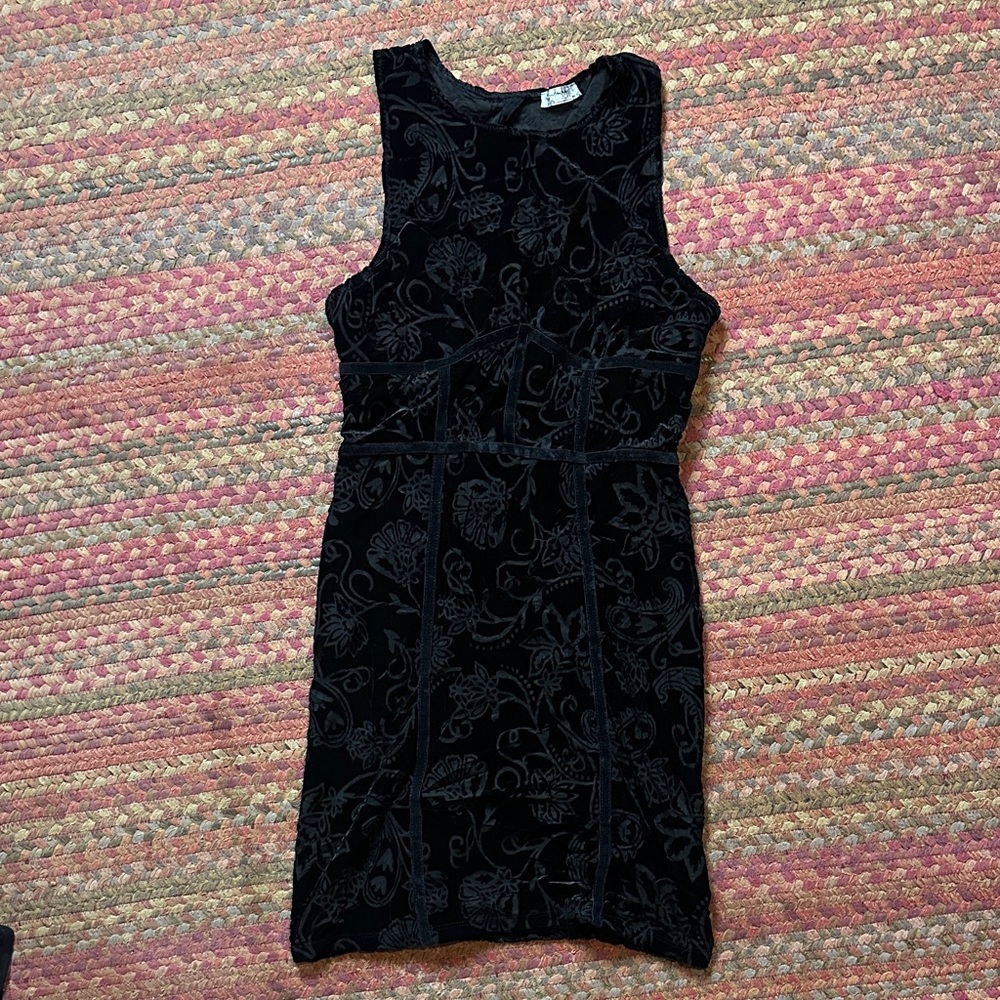 INTIMATELY FREE PEOPLE BLACK VELVET FLORAL DRESS